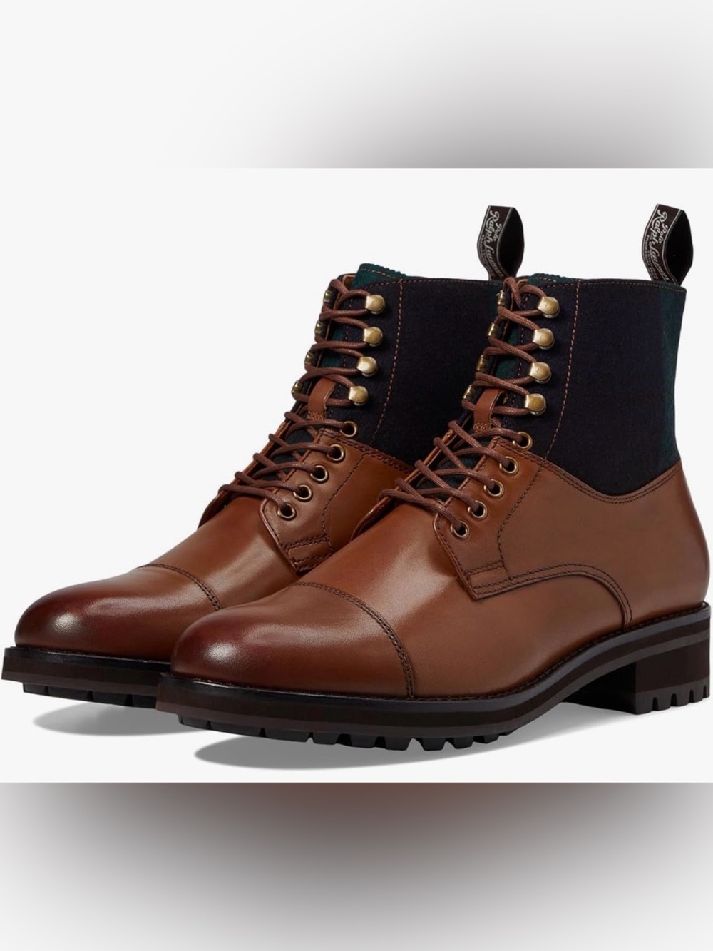 Polo Ralph Lauren BRYSON LEATHER & WOOL CAP-TOE BOOT Men’s Size US 14 Brown